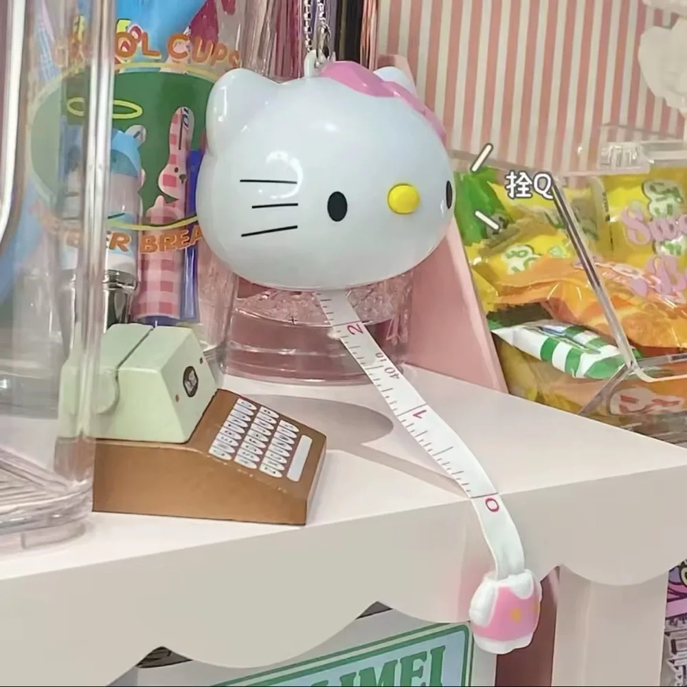 Hello Kitty Measure tape Keychain / bag charm Mini Measuring Tape Ruler, New